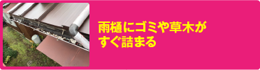 雨樋にゴミや草木がすぐ詰まる